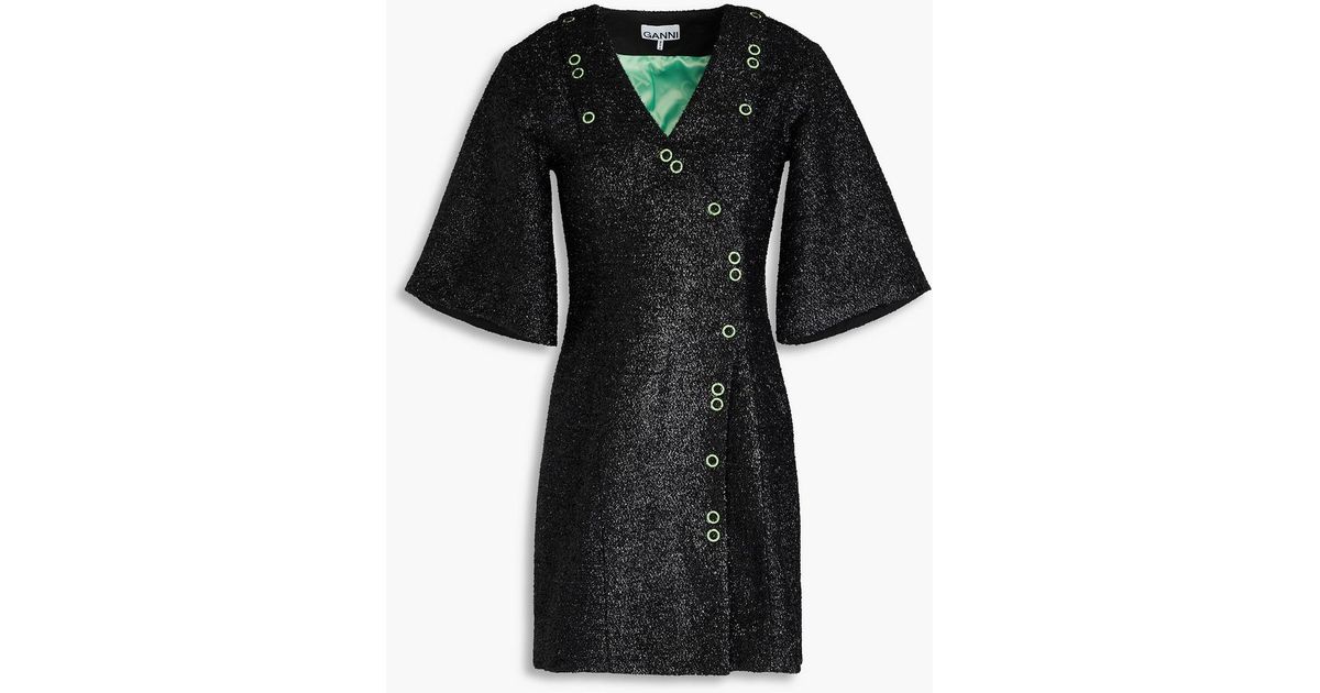 ganni green and black dress Ganni // Black & Green Floral Ruffle Dress VSP Consignment