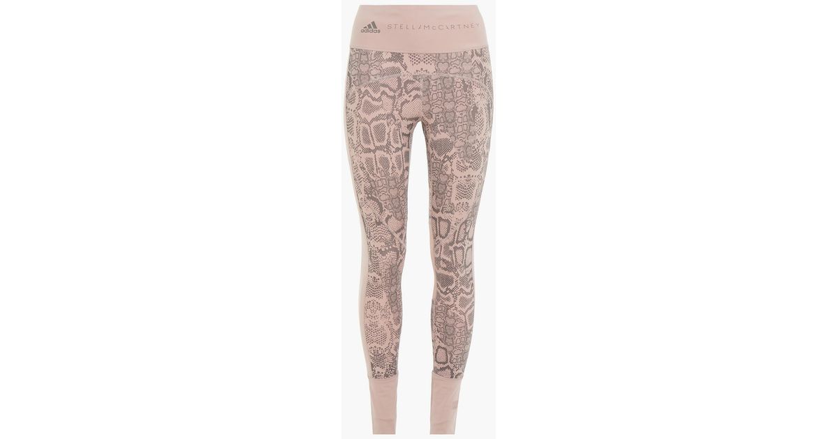 adidas By Stella McCartney Synthetic Mesh-paneled Snake-print Stretch  leggings in Pink | Lyst