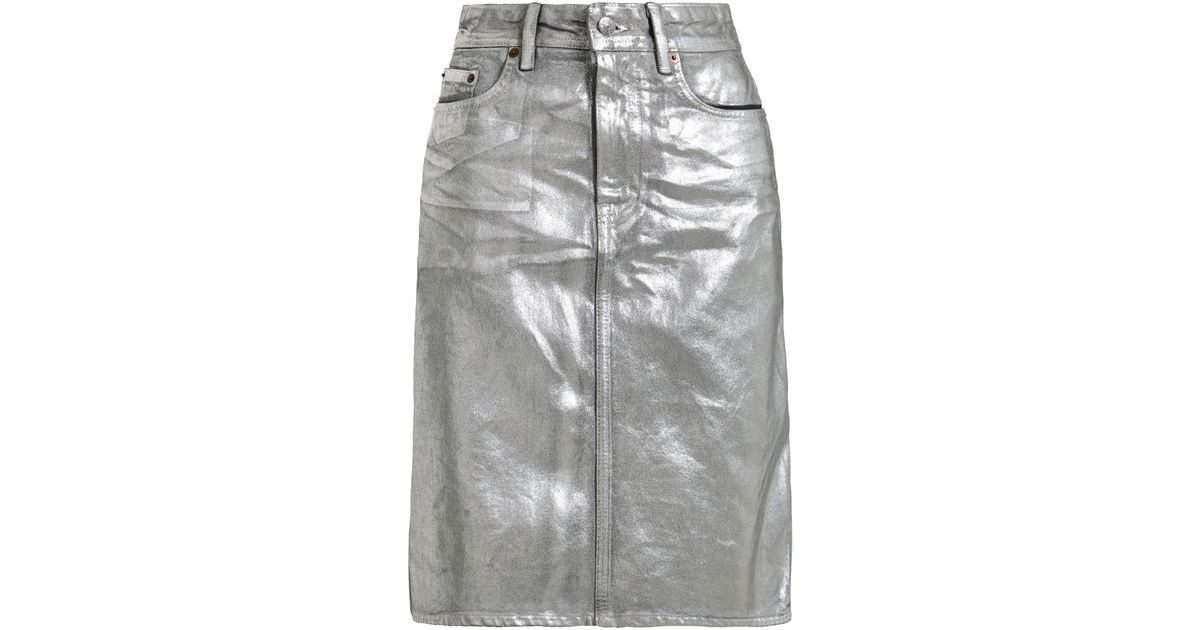 Acne Studios Metallic Coated Denim Skirt | Lyst