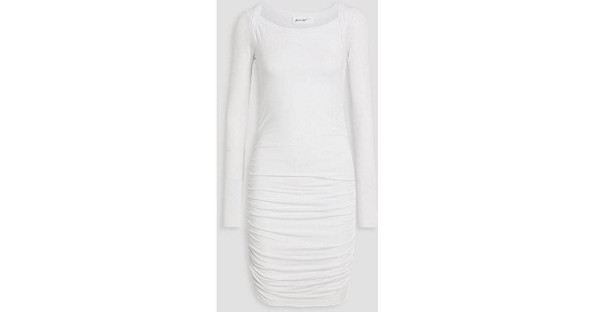 The Line By K Ruched Micro Modal-blend Jersey Mini Dress in White | Lyst UK
