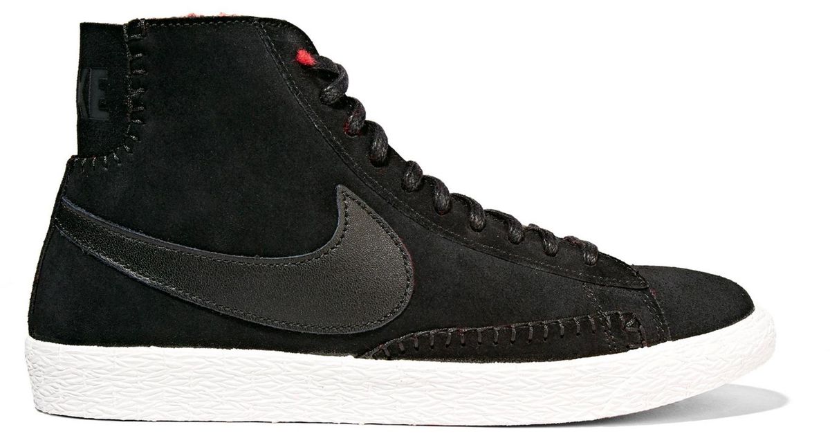 Nike Blazer Mid Suede And Shearling High-top Sneakers in Black - Lyst