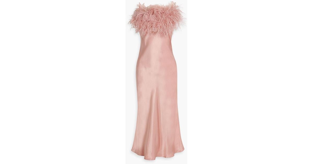 Sleeper Women's Boheme Mini Slip Dress with Feather Trim – Black Small