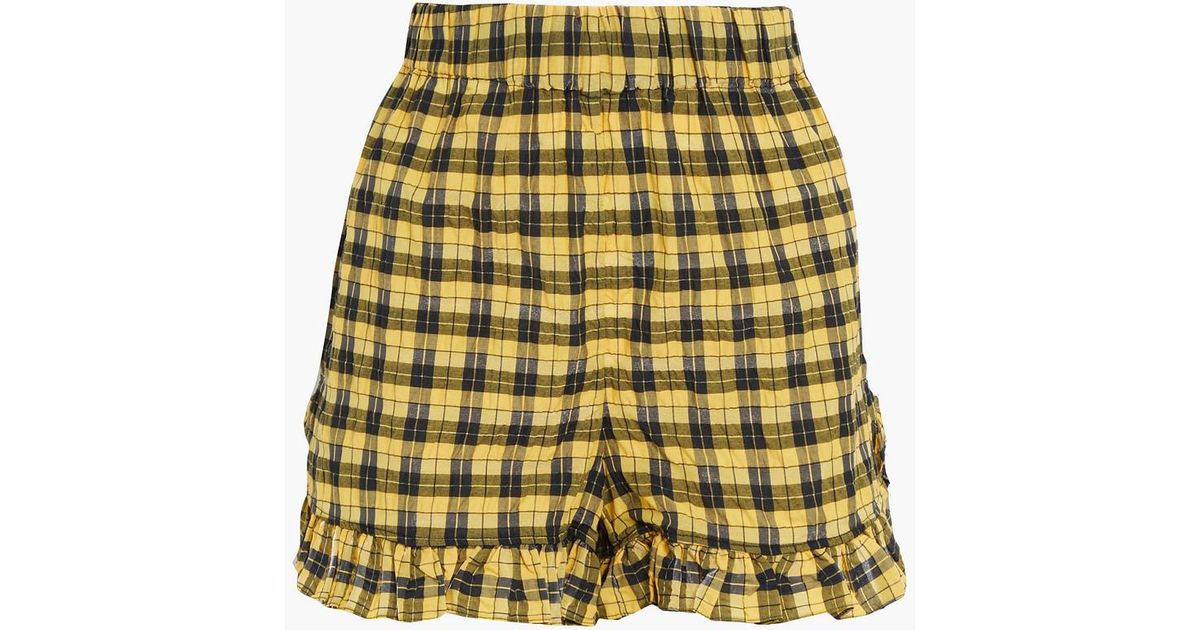 Ganni Synthetic Ruffle-trimmed Checked 