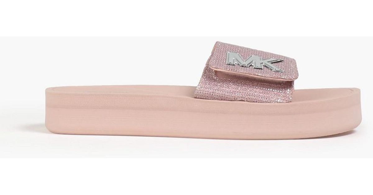 MICHAEL Michael Kors Metallic Woven Platform Slides in Pink Lyst UK