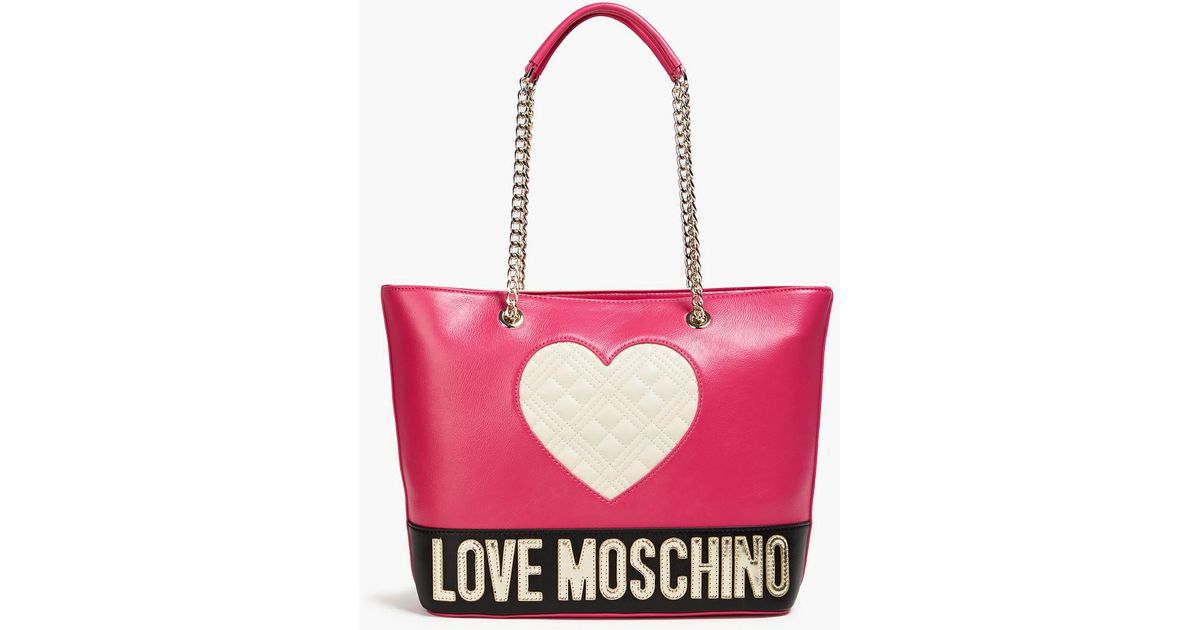 Love Moschino Quilted Color block Faux Leather Shoulder Bag in