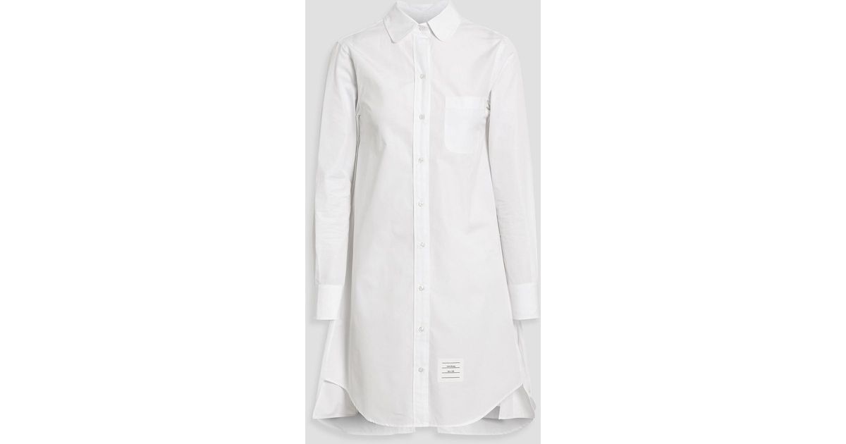 ワンピース THOM BROWNE White poplin shirt mini dress Thom Browne Cotton-poplin Mini Shirt Dress In White | ModeSens