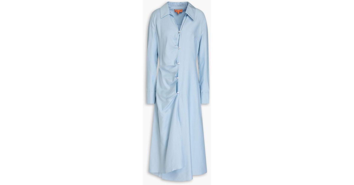stine goya draped asymmetric midi dress Stine Goya Asymmetrical Draped Dress Artist Blurry Dots
