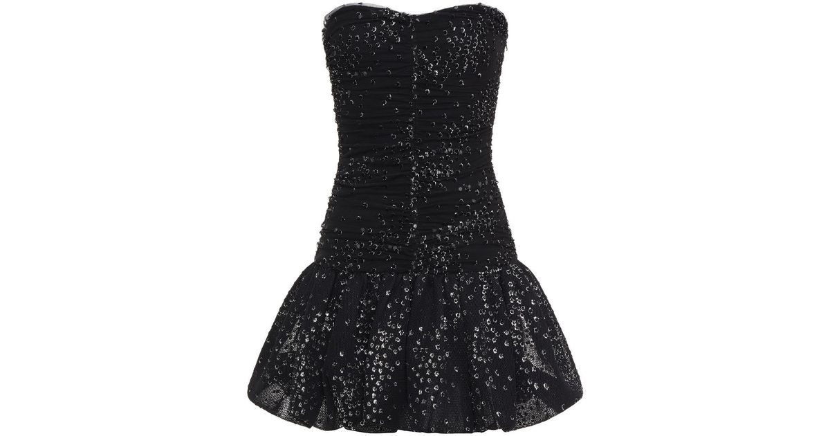 Maje Roxanne Flocked Ruffled Tulle Mini Dress in Black | Lyst