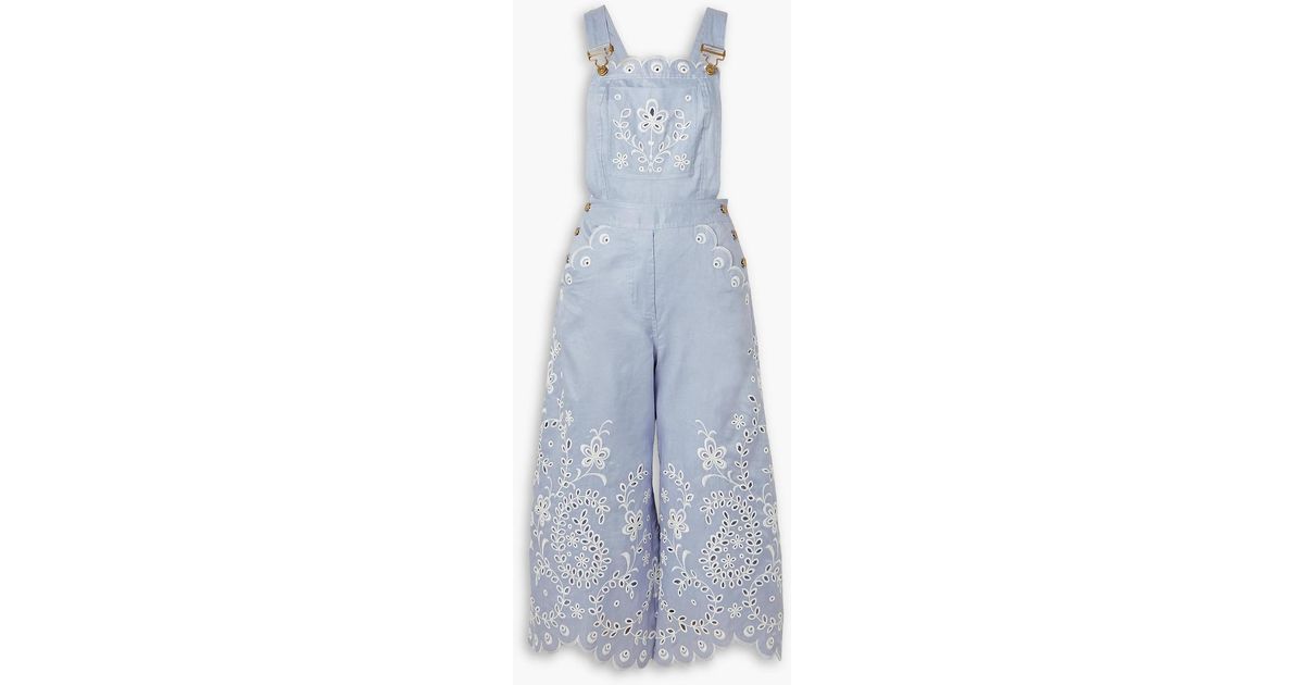 Zimmermann Clover Cropped Broderie Anglaise Linen Jumpsuit in