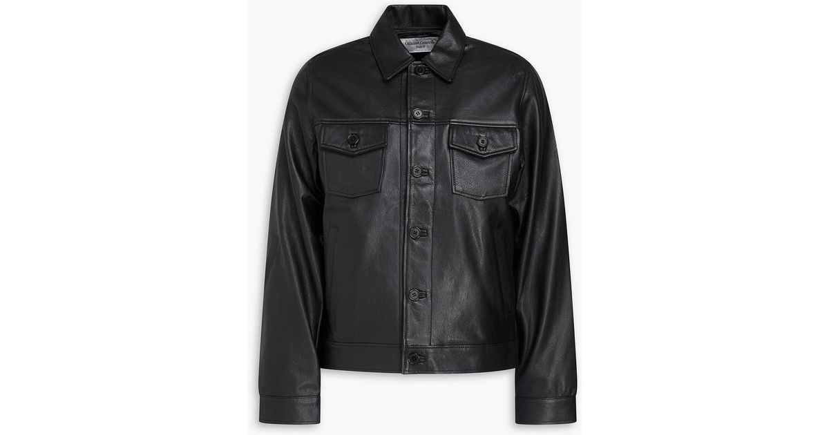 Officine Generale Pebbled-leather Jacket in Black for Men Lyst UK