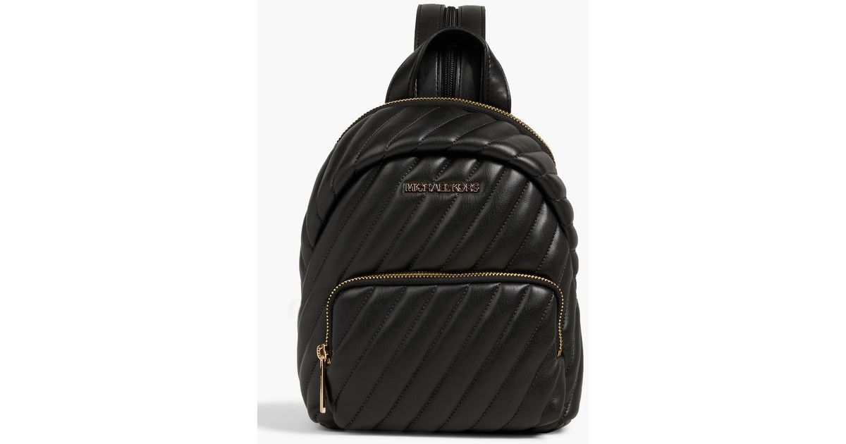 MICHAEL Michael Kors Erin Small Quilted Faux Leather Backpack in Black