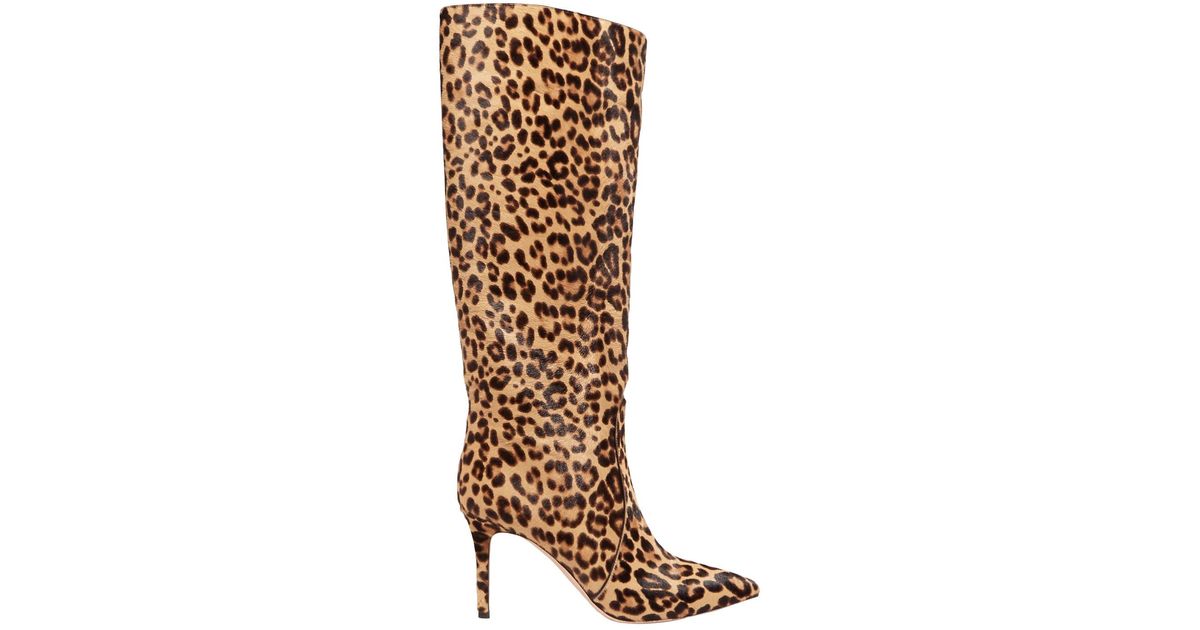 Gianvito Rossi 85 Leopard-print Calf Hair Knee Boots in Brown | Lyst