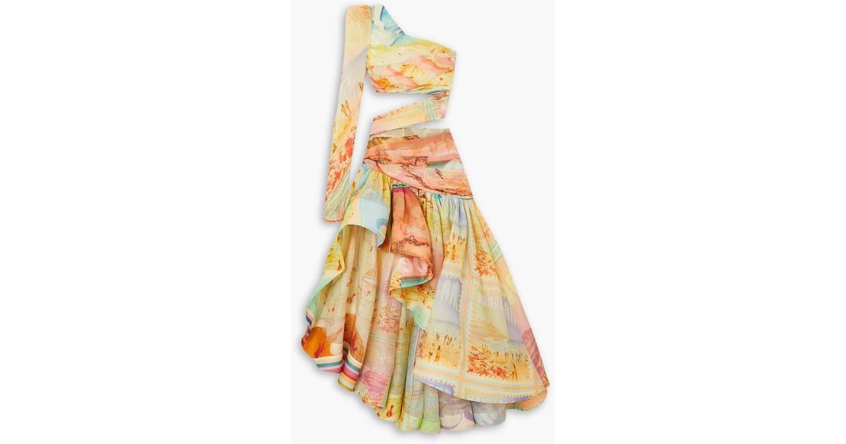 Zimmermann Tama Graphic-print Asymmetric Dress in White | Lyst