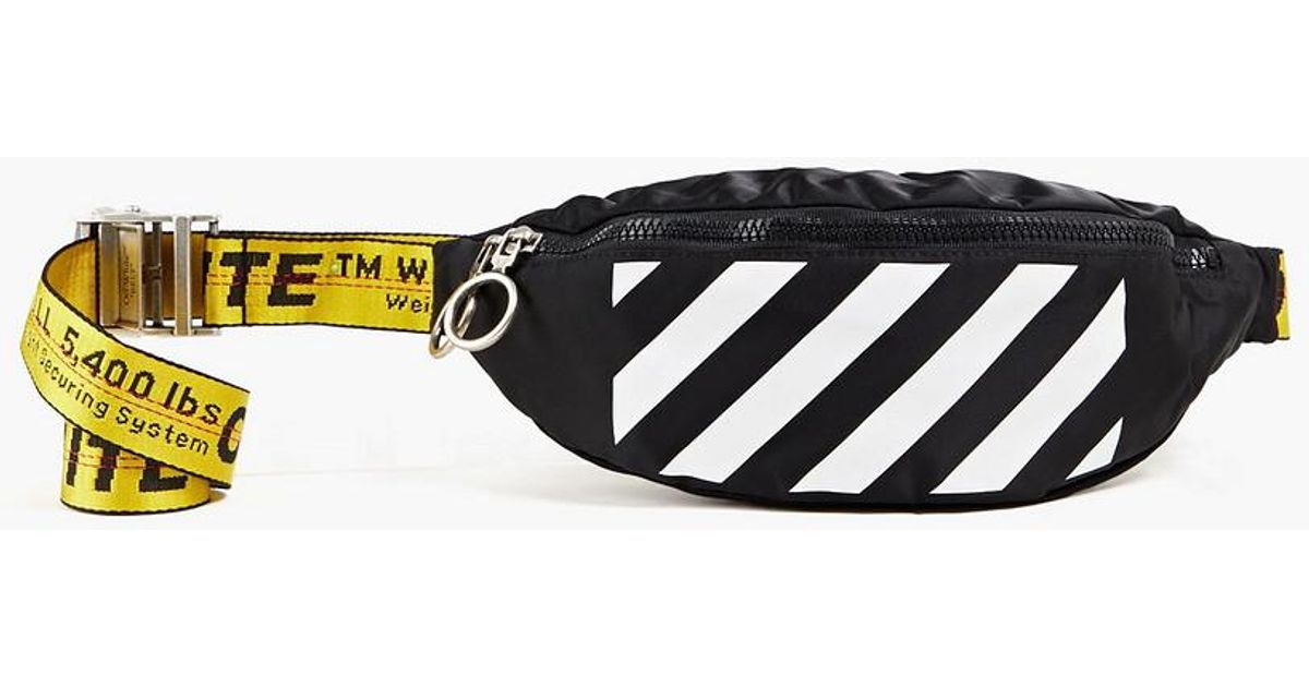 Off-White c/o Virgil Abloh Striped Leather And Twill Belt Bag in Black ...