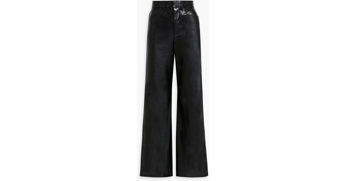 Enza Costa Faux Leather Wide-leg Pants in Black | Lyst