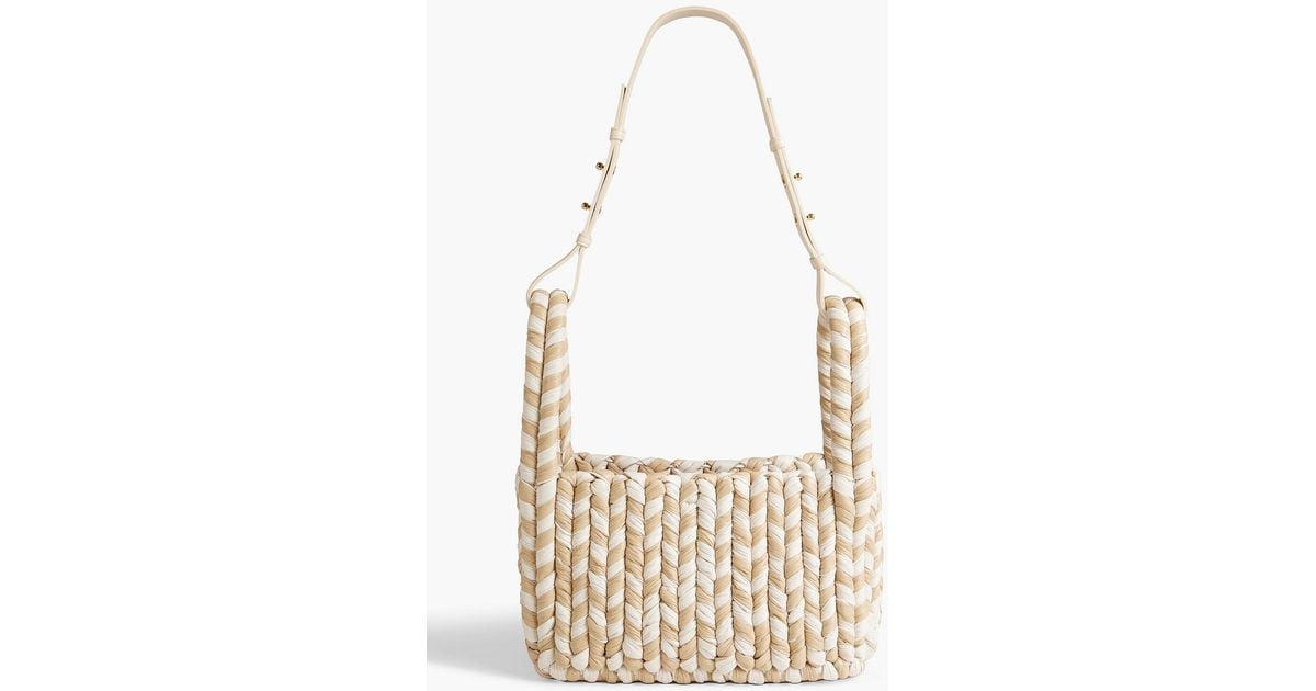 Nanushka Busket Twotone Woven Vegan Leather Shoulder Bag in White Lyst
