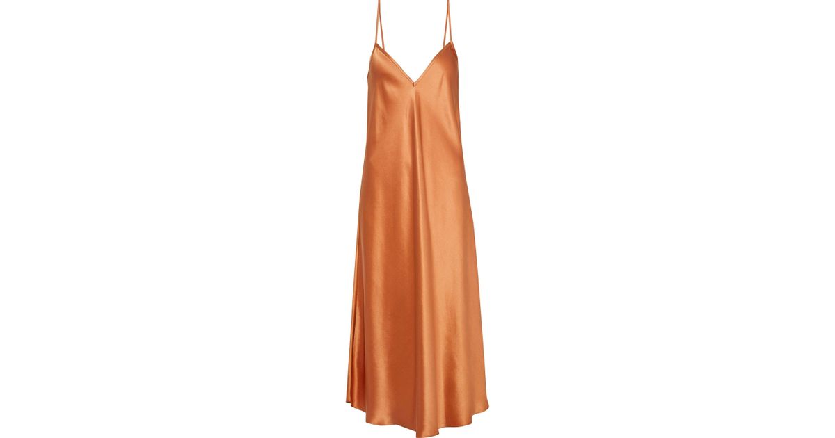 copper satin slip dress