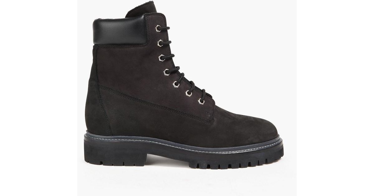 LEGRES Nubuck Combat Boots in Black Lyst UK
