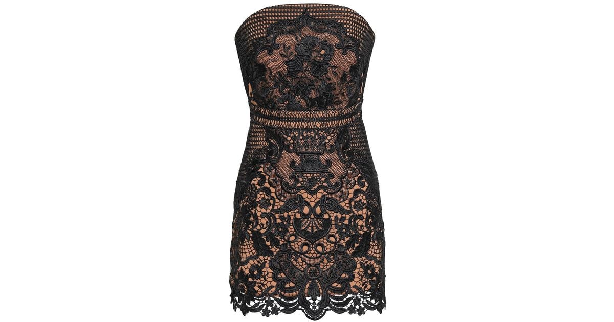Self-Portrait Strapless Guipure Lace Mini Dress Black | Lyst