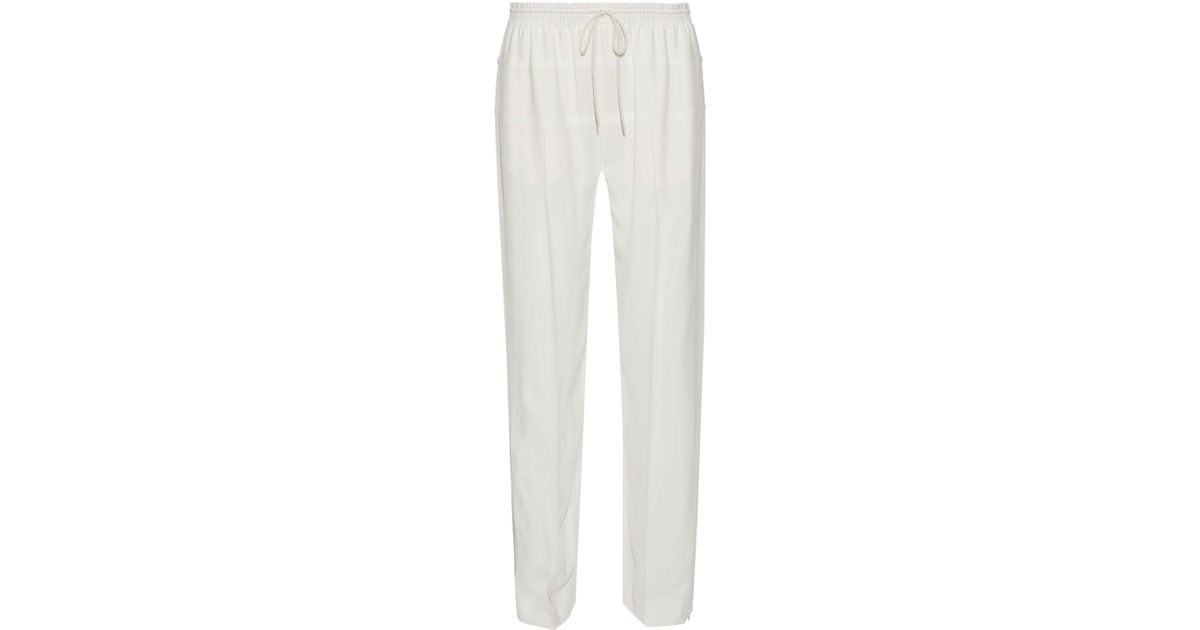 Chloé Synthetic Chloé Crepe Wideleg Pants Ecru Lyst