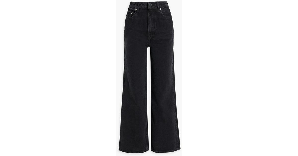 Ganni High rise Wide leg Jeans in Black Lyst
