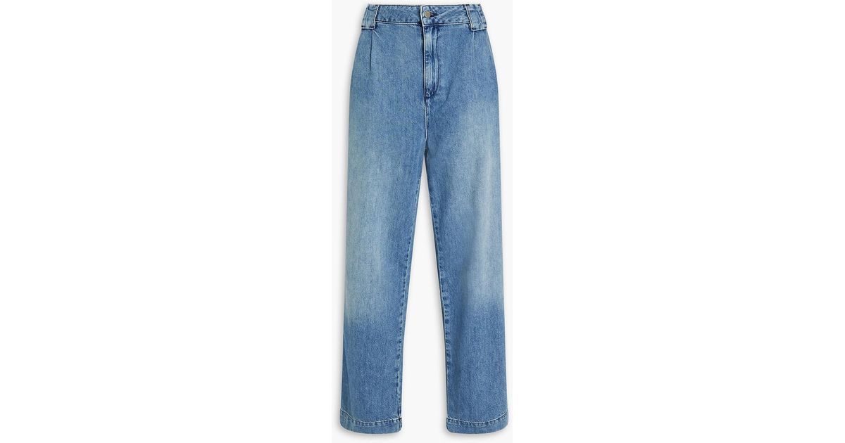 Ba&sh Saxo Pleated High-rise Straight-leg Jeans in Blue | Lyst