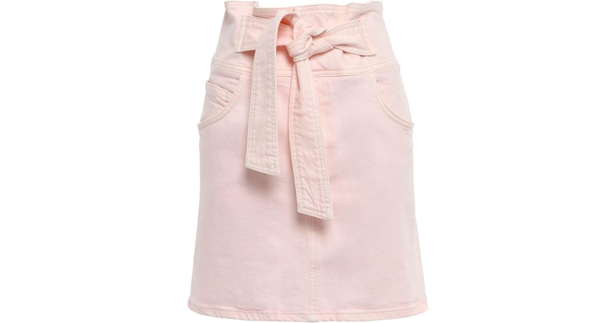 pastel pink denim skirt