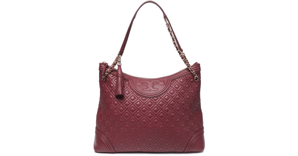 Tory Burch Quilted Leather Shoulder Bag In Red Lyst