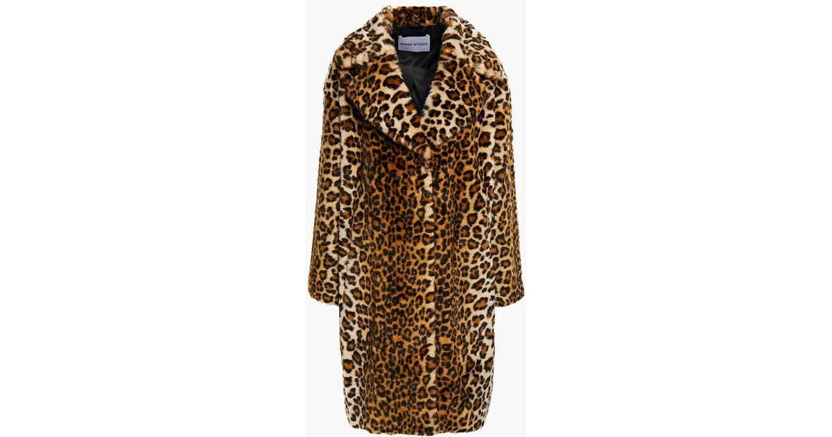 Stand Studio Camille Cocoon Leopard-print Faux Fur Coat | Lyst UK