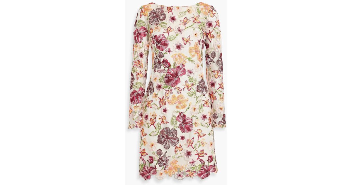 Marchesa Embroidered Tulle Mini Dress in White | Lyst Australia Marchesa Embroidered Tulle Mini Dress in White | Lyst Australia