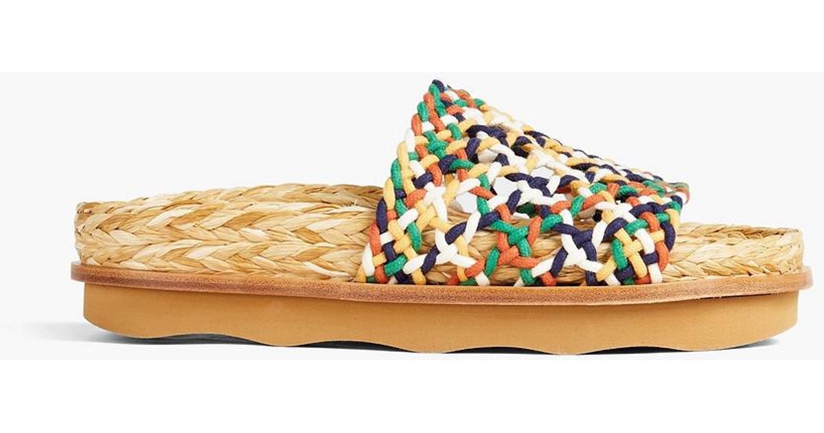 Raffia X Neon Orange Slides
