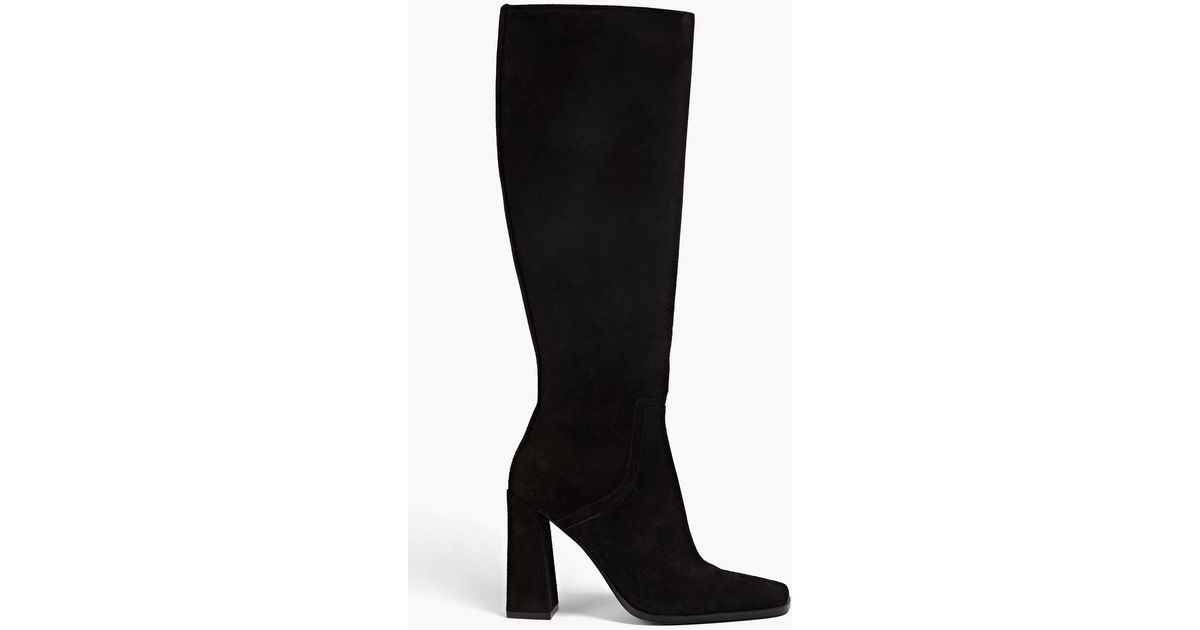 By Far Black Tia Suede Knee Boots