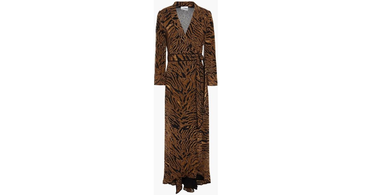 Ganni printed georgette wrap dress hotsell