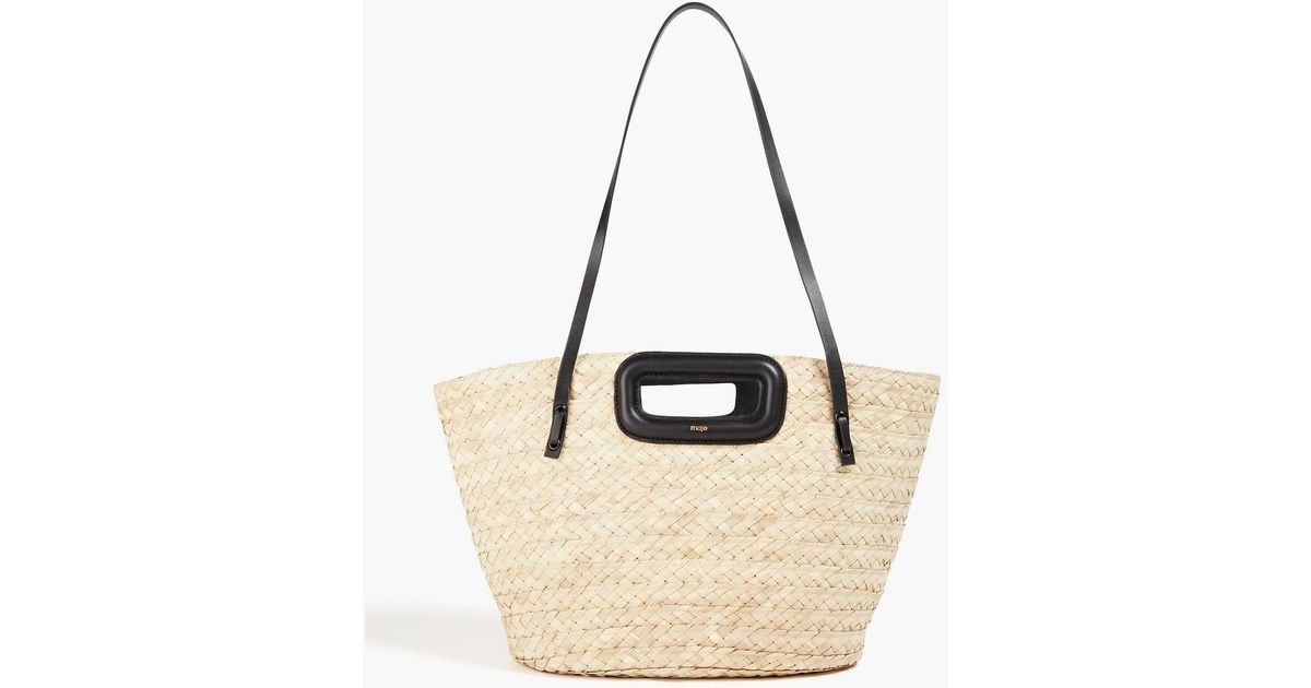 Maje Leather-trimmed Straw Tote in Natural | Lyst Australia