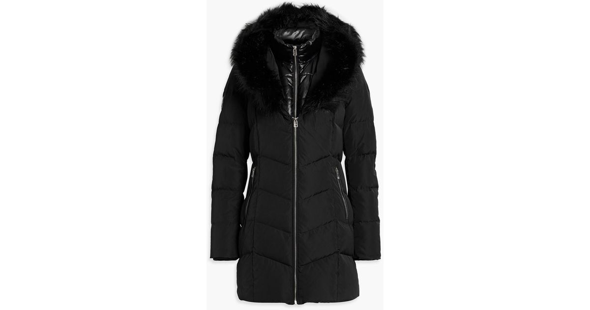 FSL-8316 BLACK FAUX FUR&DOWN JACKET