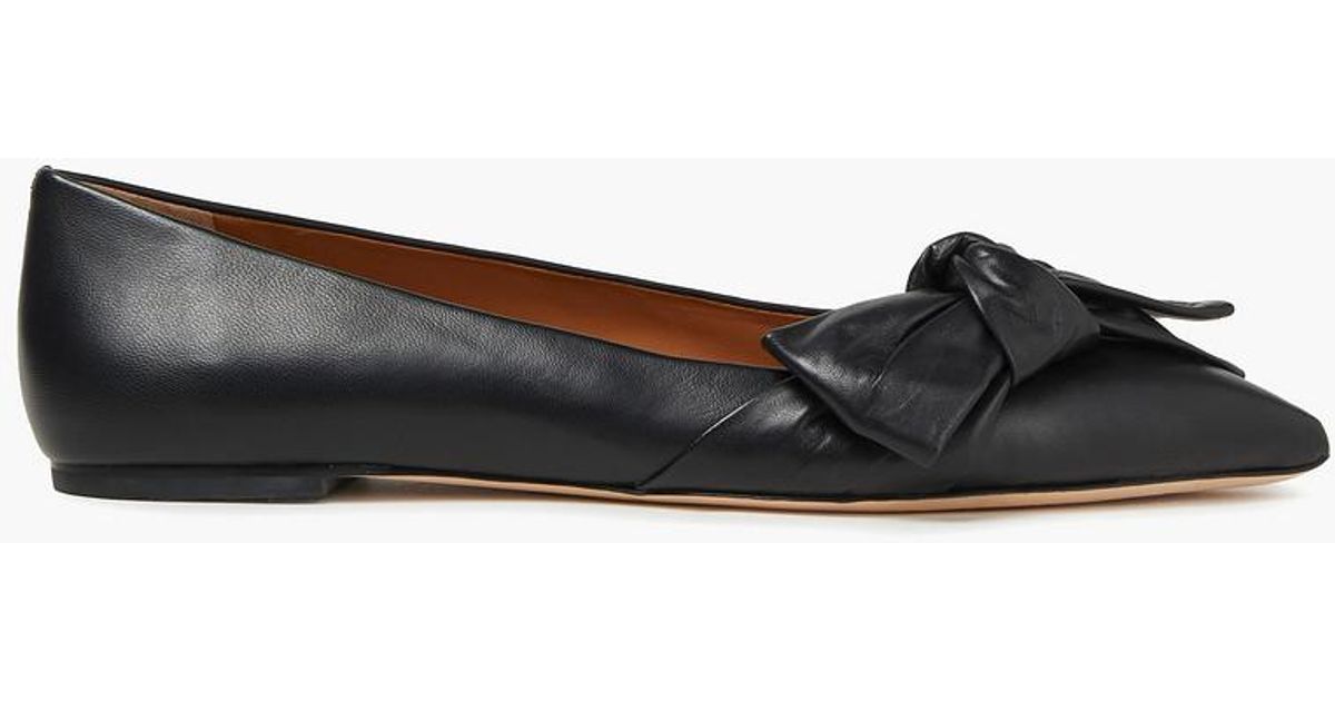 Tory Burch Bow-embellished Leather Point-toe Flats in Black | Lyst Canada