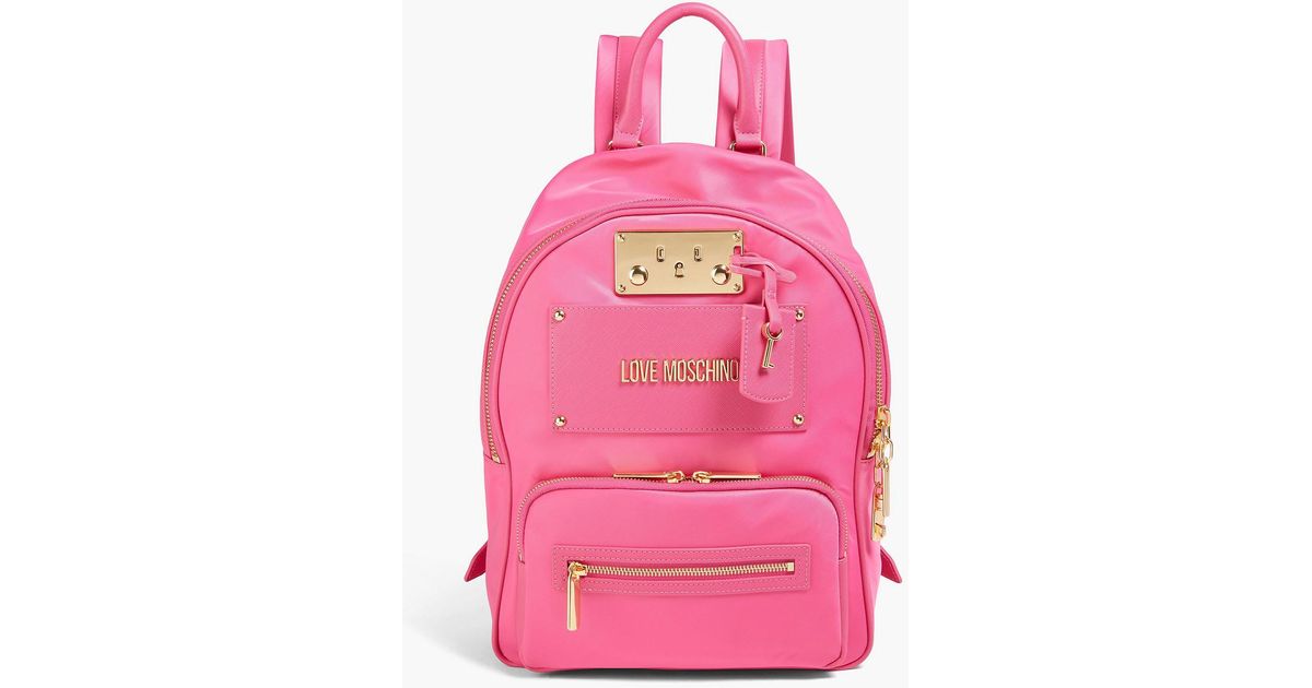 NWT BOUTIQUE MOSCHINO Two Tone Bubblegum Pink Textured Leather and Mesh Backpack Lady Liberty WHO!????? This iconic crochet star hat is  main image 2