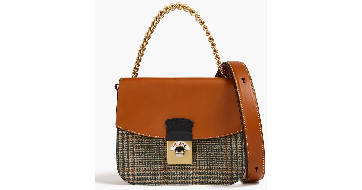 Maison Margiela New Lock Tweed And Leather Shoulder Bag in Brown