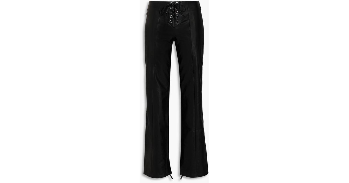 ROTATE BIRGER CHRISTENSEN Lace-up Faux-leather Flared Pants in