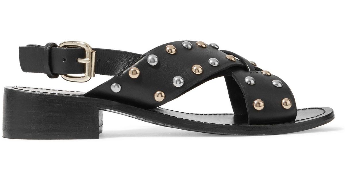 maje leather sandals decorated with studs
