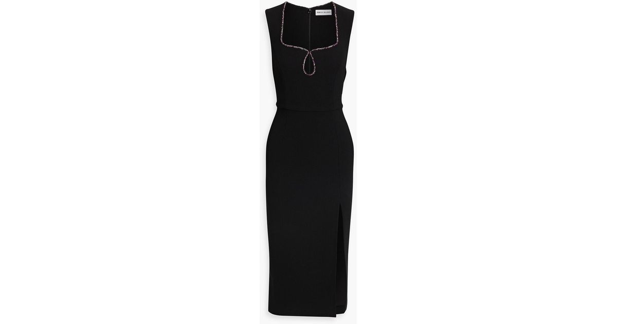 Rebecca Vallance Victoria Crystal-embellished Crepe Midi Dress in Black ...