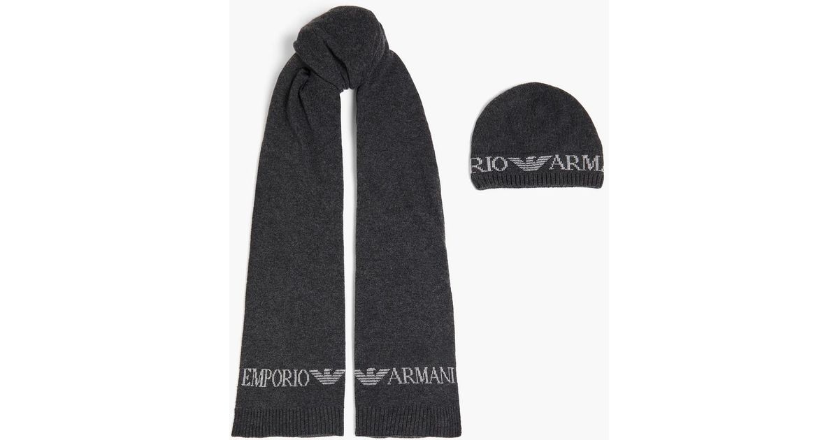 Scarf Armani Beanies Emporio Armani Gift Box Hat/Scarf Wool/Cotton