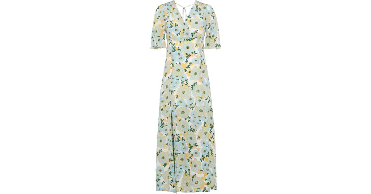 Sandro Rosana Wrap-effect Floral-print Washed-silk Midi Dress Light Green - Lyst
