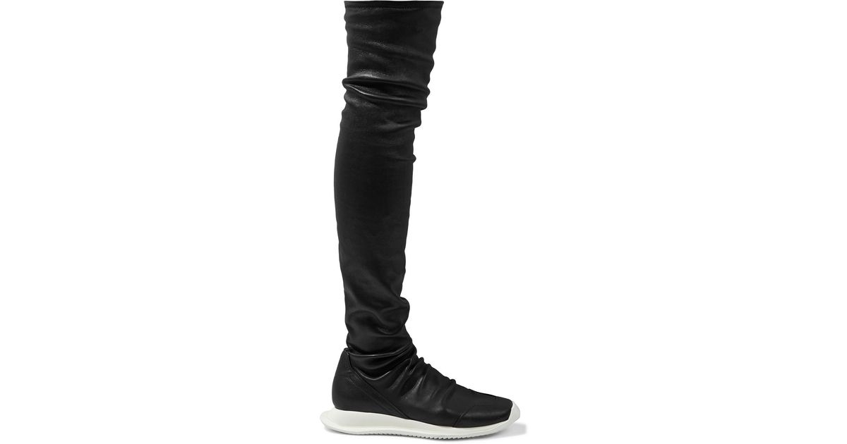Rick Owens Oblique Runner Stretch-leather Over-the-knee Boots in Black ...
