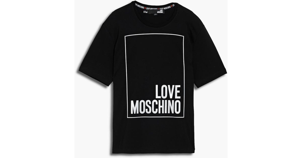 Anemone fish seaweed Refinement Love Moschino Oversized Satin-appliquéd Cotton-blend Jersey T-shirt in  Black | Lyst