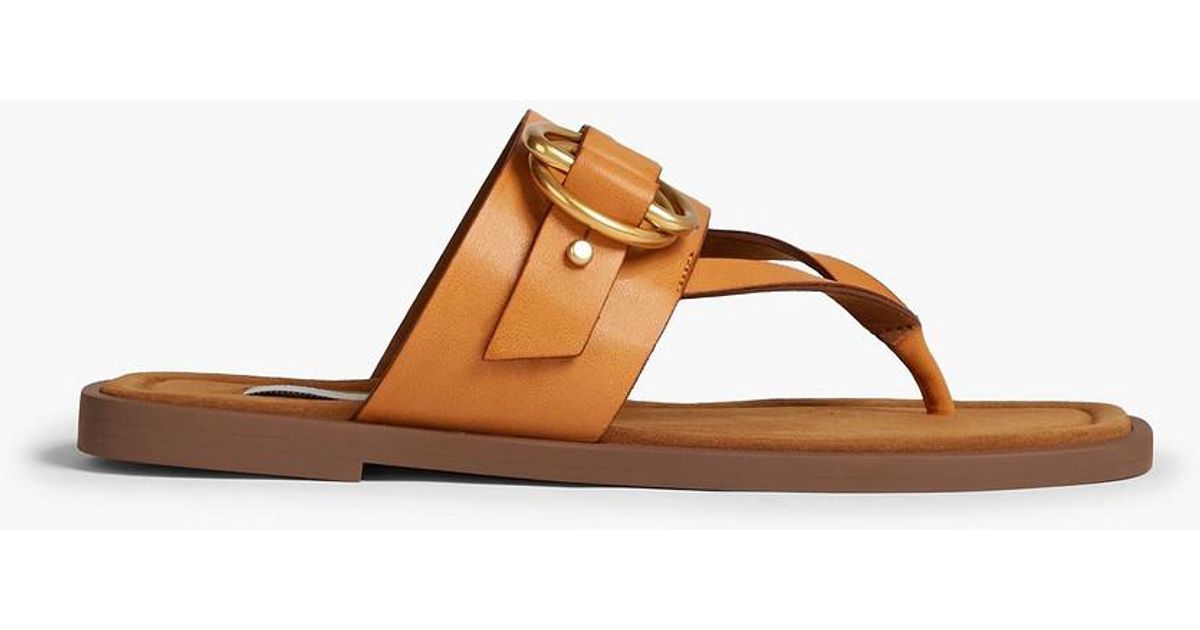 Stella McCartney Ringembellished Faux Leather Sandals in Brown Lyst
