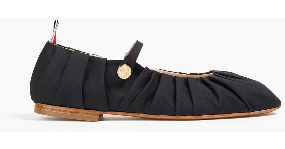 Thom Browne Thom John Ruched Satin Ballet Flats in Black | Lyst