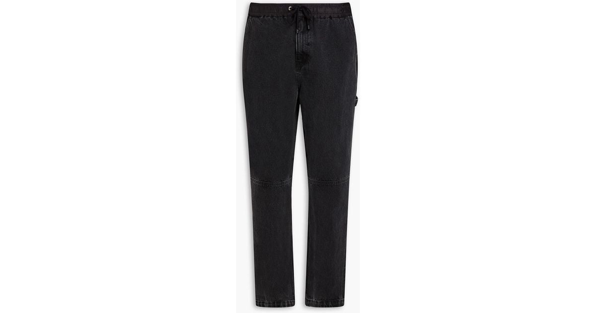 FRAME Tapered Shell-paneled Denim Jeans in Black for Men | Lyst