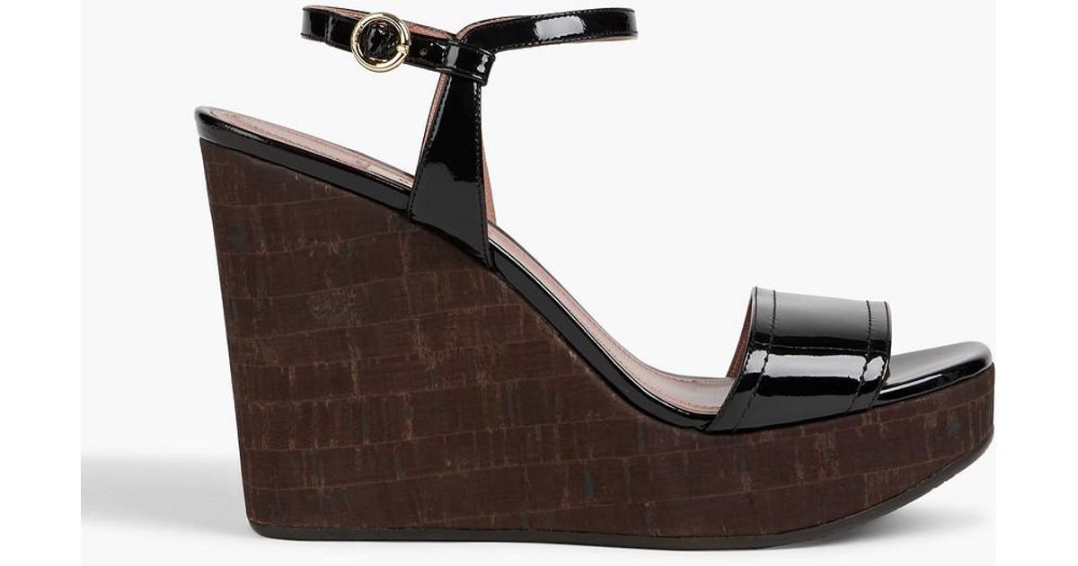 Bally Clivya Patent-leather Wedge Sandals in Black | Lyst
