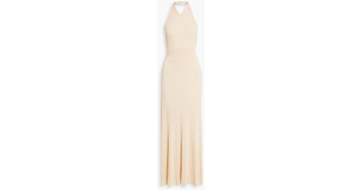 A.L.C. Devin Ribbed-knit Halterneck Maxi Dress in White | Lyst